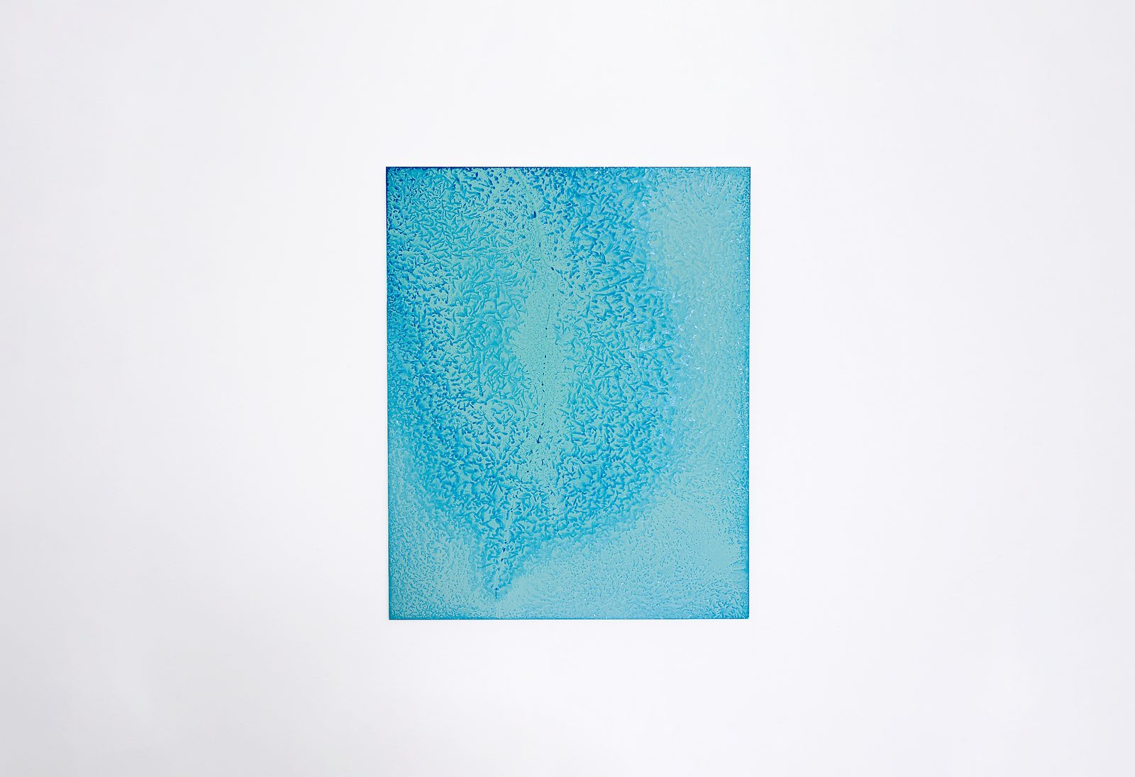 New Solution, copper sulphate on cotton paper, installed on Plexiglas support, dimensions variable, 2018 — ph. Sara Davide