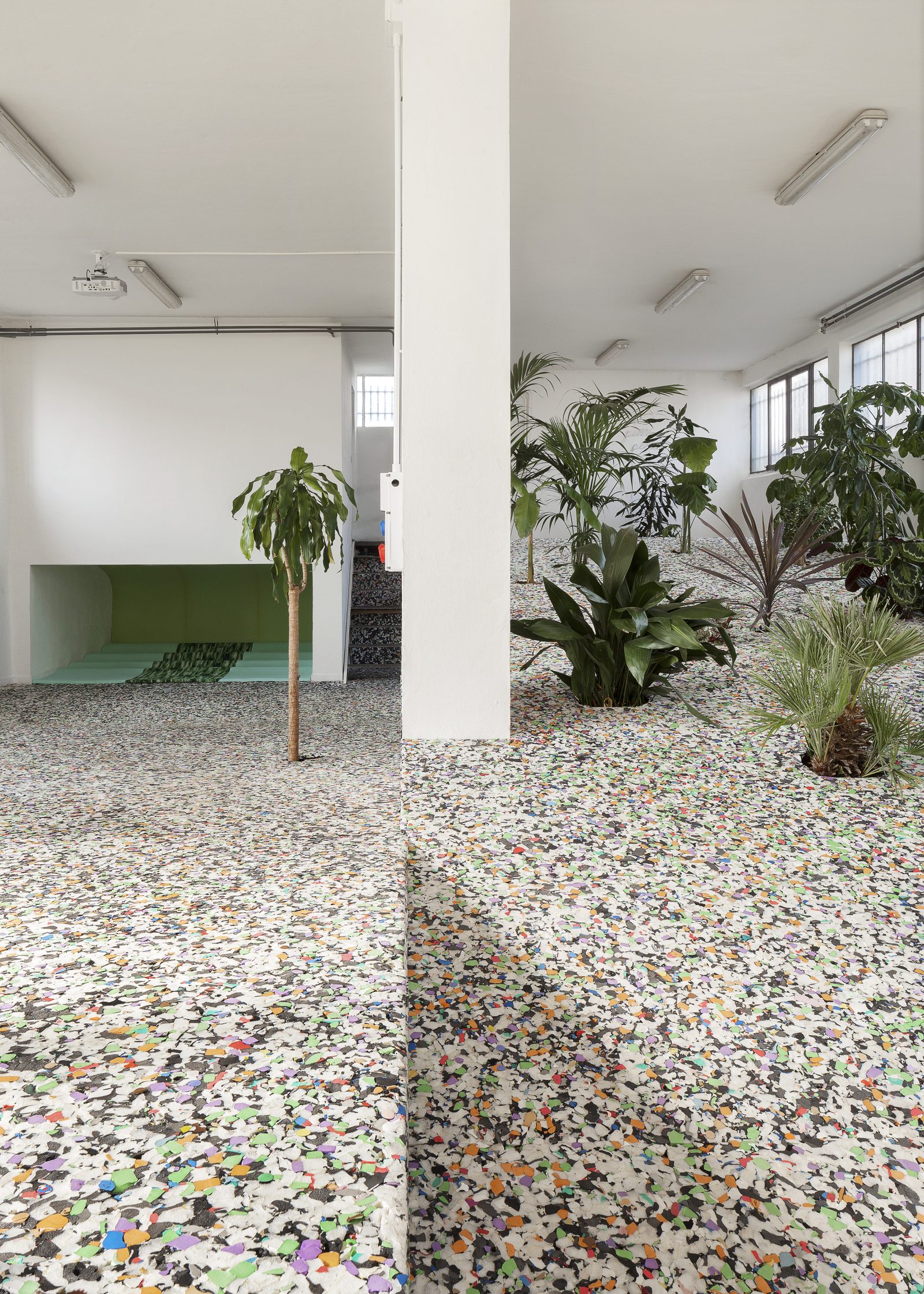 Plllla Plllla (maybe plants platform), installation view, viale Enrico Forlanini 54, Milan, 2017 — courtesy ATZ