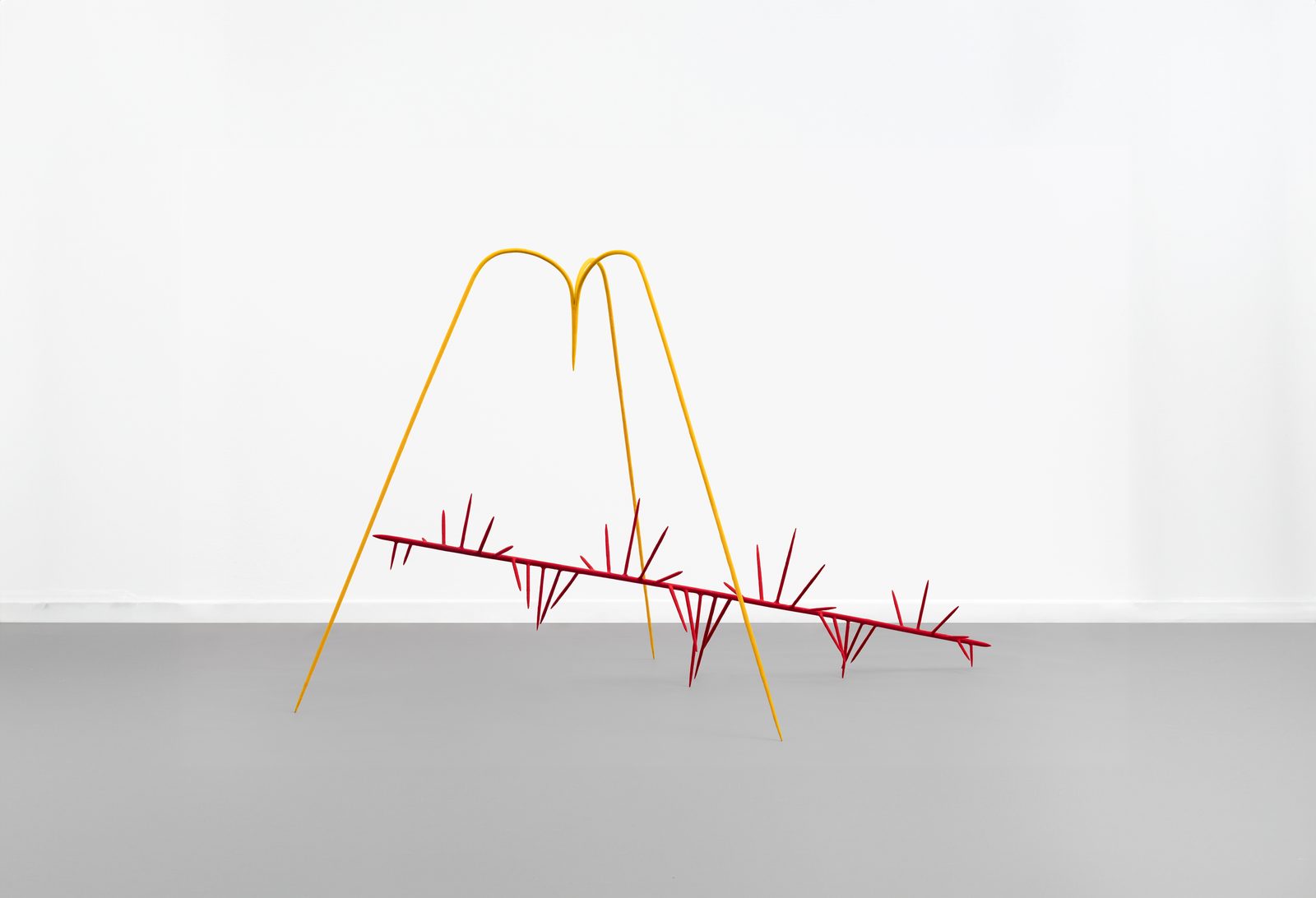 Symbiotic Relationships (Gialla Rossa), installation view, flocked metal with coloured fabric powder, dimensions variable, 2019–2021 — ph. Rui Wu